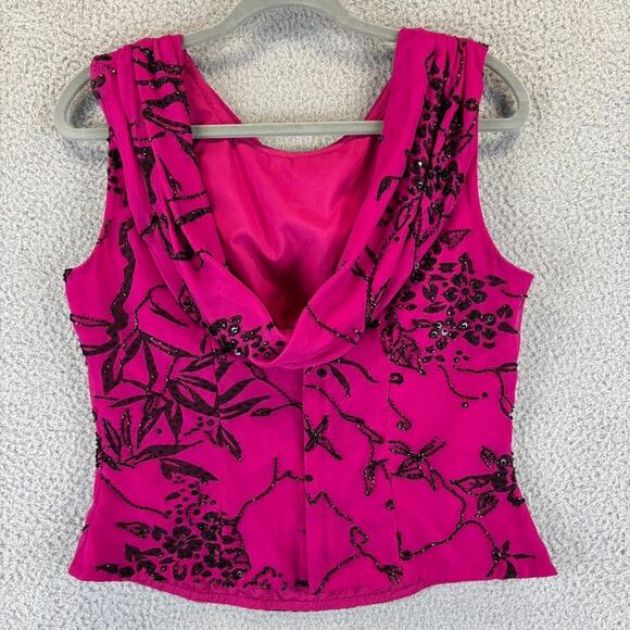 Vtg Andretta Donatello Silk Top Medium Asian Cocktail Evening Beaded Draped Neck - Picture 5 of 8